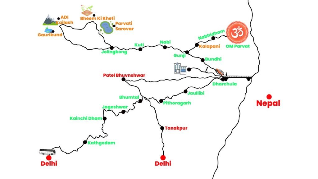 Adi Kailsh Yatra Map
